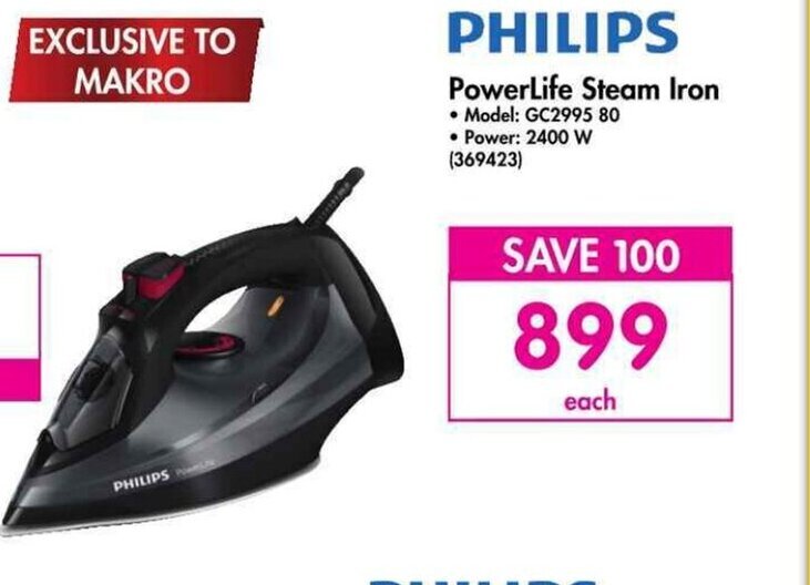 Philips PowerLife Steam Iron offer at Makro