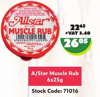 Africa Cash and Carry A/Star Muscle Rub 6x 25g offer