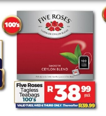 Take 'n Pay Five Roses Tagless Teabags 100's offer