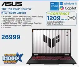 Incredible Connection ASUS TUF F16 Intel Core i7 RTX 5050 Laptop offer