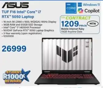 Incredible Connection ASUS TUF F16 Intel Core i7 RTX 5050 Laptop offer
