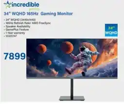Incredible Connection Incredible Gaming 34" WQHD 165Hz Gaming Monitor offer