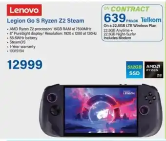 Incredible Connection Lenovo Legion Go S Ryzen Z2 Steam offer