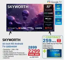 Incredible Connection Skyworth 32-inch HD Android TV offer