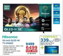 Incredible Connection Hisense 55-inch QLED 4K TV offer