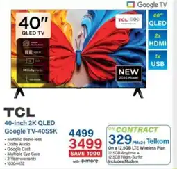 Incredible Connection TCL 40-inch 2K QLED Google TV offer