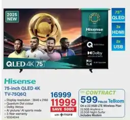 Incredible Connection Hisense 75-inch QLED 4K TV offer