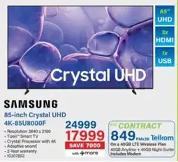 Incredible Connection Samsung 85-inch Crystal UHD 4K TV offer