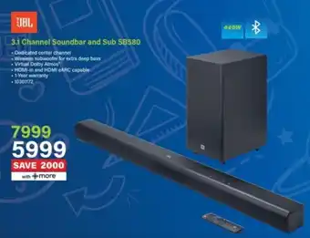 Incredible Connection JBL 3.1 Channel Soundbar and Sub SB580 offer