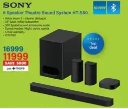 Incredible Connection Sony 6 Speaker Theatre Sound System HT-S60 offer