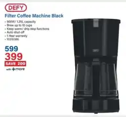 Incredible Connection Defy Filter Coffee Machine Black offer