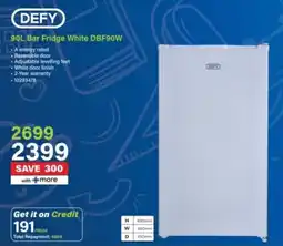 Incredible Connection Defy Bar Fridge White DBF90W offer