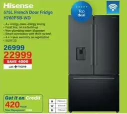 Incredible Connection Hisense French Door Fridge H760FSB-WD offer