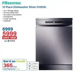 Incredible Connection Hisense 15 Place Dishwasher Silver H15DSL offer
