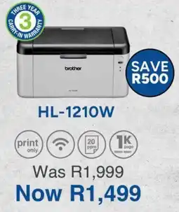 Computer Mania Brother HL-1210W Black and White Laser Printer offer