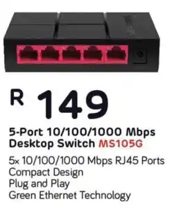 Computer Mania Mercusys 5-Port 10/100/1000 Mbps Desktop Switch MS105G offer