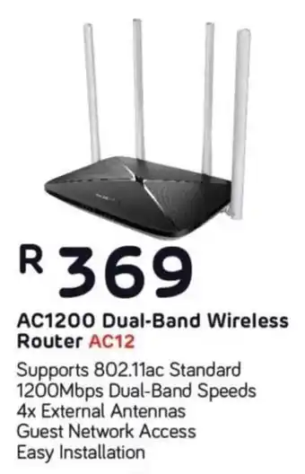 Computer Mania Mercusys AC1200 Dual-Band Wireless Router AC12 offer