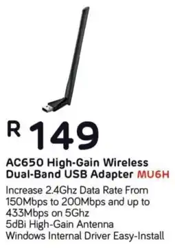 Computer Mania Mercusys AC650 High-Gain Wireless Dual-Band USB Adapter MU6H offer