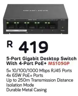 Computer Mania Mercusys 5-Port Gigabit Desktop Switch With 4-Port PoE+ MS105GP offer