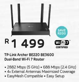 Computer Mania TP-Link Archer BE220 BE3600 Dual-Band Wi-Fi 7 Router offer