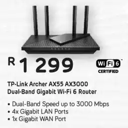 Computer Mania TP-Link Archer AX55 AX3000 Dual-Band Gigabit Wi-Fi 6 Router offer