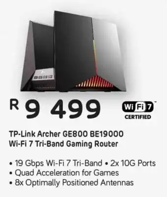 Computer Mania TP-Link Archer GE800 BE19000 Wi-Fi 7 Tri-Band Gaming Router offer
