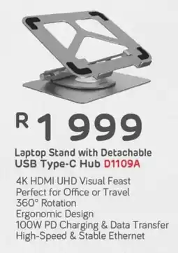 Computer Mania Unitek Laptop Stand with Detachable USB Type-C Hub D1109A offer