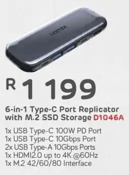 Computer Mania Unitek 6-in-1 Type-C Port Replicator with M.2 SSD Storage D1046A offer
