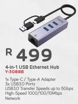 Computer Mania Unitek 4-in-1 USB Ethernet Hub Y-3088B offer