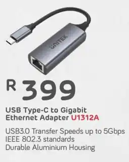 Computer Mania Unitek USB Type-C to Gigabit Ethernet Adapter U1312A offer
