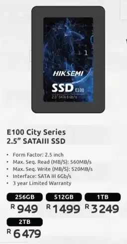 Computer Mania Hiksemi E100 City Series 2.5" SATAIII SSD offer