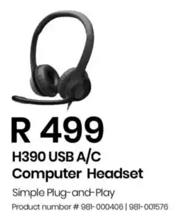 Computer Mania Logitech H390 USB A/C Computer Headset offer