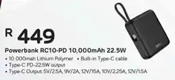 Computer Mania RED-E Powerbank RC10-PD 10,000mAh 22.5W offer