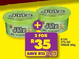 Shoprite D'LITE 37% FAT SPREAD 500g offer