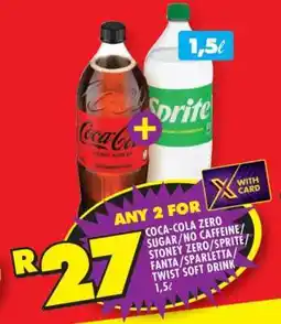 Shoprite COCA-COLA ZERO SUGAR/NO CAFFEINE/STONEY ZERO/SPRITE/FANTA/SPARLETTA/TWIST SOFT DRINK offer