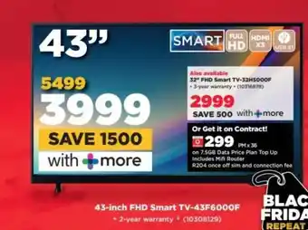 HiFi Corp 43-Inch FHD Smart TV-43F6000F offer