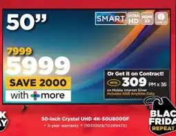 HiFi Corp 50-inch Crystal UHD 4K-50U8000F offer