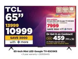 HiFi Corp 65-inch Mini LED Google TV-65C6KS offer