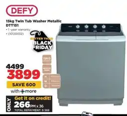 HiFi Corp Defy 15Kg Twin Tub Washer Metallic DTT151 offer