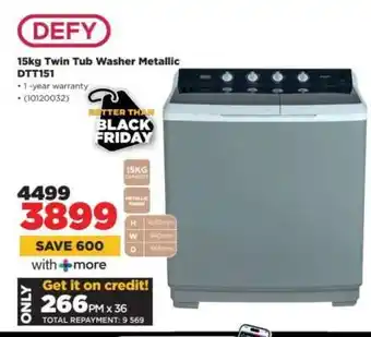 HiFi Corp Defy 15Kg Twin Tub Washer Metallic DTT151 offer