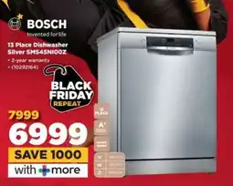 HiFi Corp Bosch 13 Place Dishwasher Silver SMS45N100Z offer