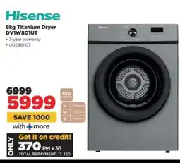 HiFi Corp Hisense 8kg Titanium Dryer offer