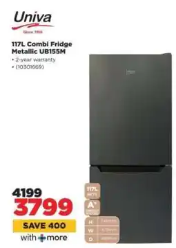 HiFi Corp 117L Combi Fridge Metallic UB155M offer
