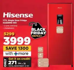 HiFi Corp Hisense 177L Single Door Fridge H235RRE-WD offer