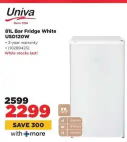 HiFi Corp Univa 81L Bar Fridge White USD120W offer
