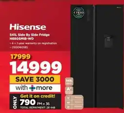 HiFi Corp Hisense 541L Side By Side Fridge H680SMIB-WD offer