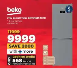 HiFi Corp Beko 316L Combi Fridge B3RCNE364HXB offer