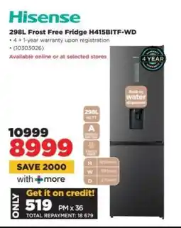 HiFi Corp Hisense 298L Frost Free Fridge H415BITF-WD offer