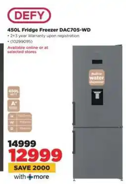 HiFi Corp DEFY 450L Fridge Freezer DAC705-WD offer