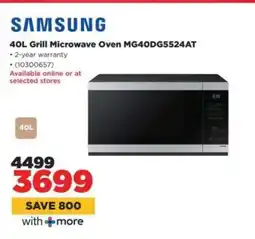 HiFi Corp Samsung 40L Grill Microwave Oven MG40DG5524AT offer